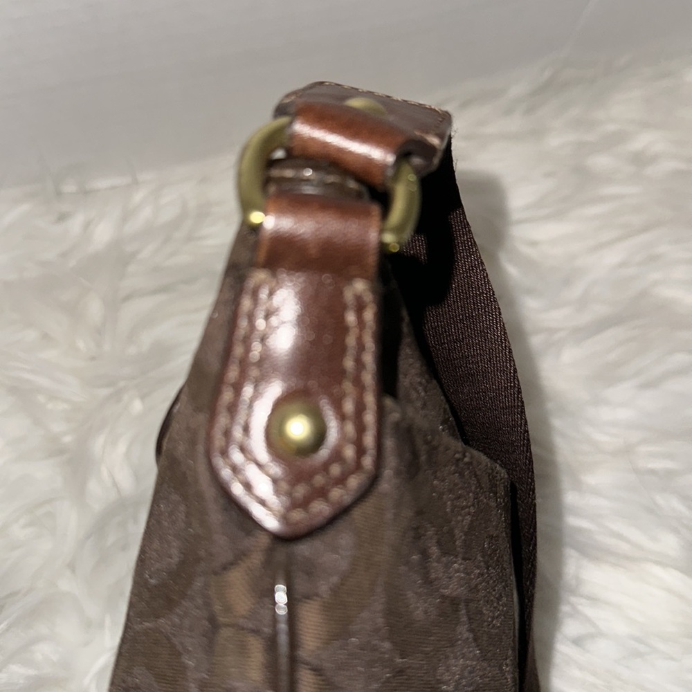 Coach Dark Brown Signature Canvas Crossbody with Gold Hardware - Picture 5 of 14